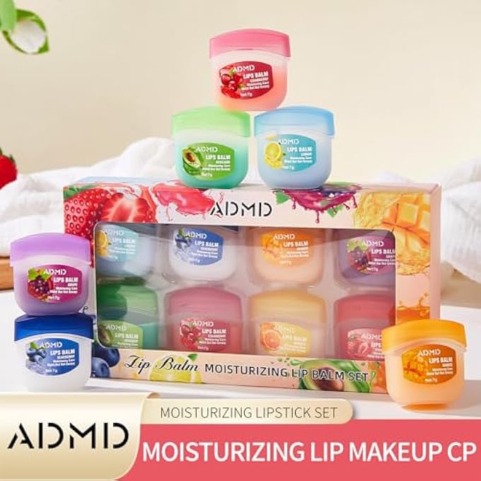ADMD 8-PACK FRUIT FLAVOR LIP BALM SET, MINI LIP MASK FOR DAILY MOISTURE & OVERNIGHT CARE HELPS SOOTHE DRY LIPS - Image 2